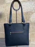 Load image into Gallery viewer, TOTE -  Black and White Cowhide
