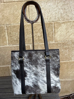 Load image into Gallery viewer, TOTE - Grey/Brown and White Cowhide
