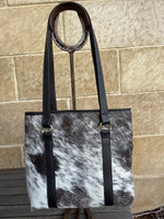 Load image into Gallery viewer, Grey/Brown and White Cowhide Tote
