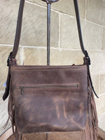 Load image into Gallery viewer, RUSTIC BLOOM CROSSBODY FRINGE BAG - Cowhide &amp; Scrolls
