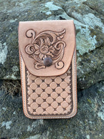 Load image into Gallery viewer, Phone Pouch - Floral Carved
