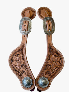 Spur Straps with Floral Carving