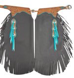 Load image into Gallery viewer, Chocolate Chinks with Turquoise trim
