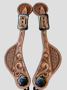 Spur Straps with Scrolls & Conchos