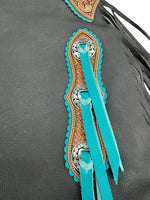 Load image into Gallery viewer, Chocolate Chinks with Turquoise trim
