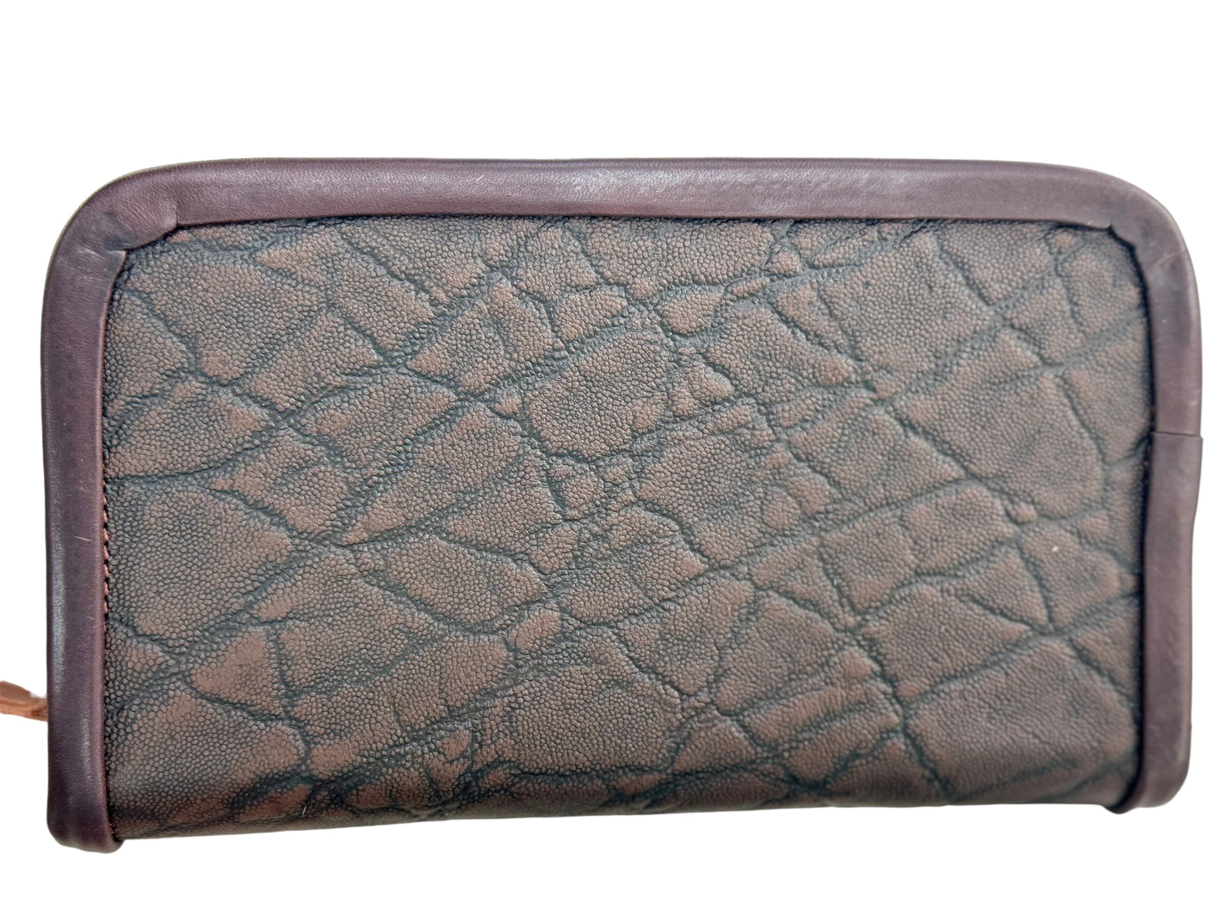 Wallet - Double Zipper with Floral Carving & Cowhide Inlay