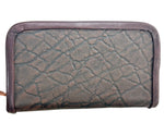 Load image into Gallery viewer, Wallet - Double Zipper with Floral Carving &amp; Cowhide Inlay
