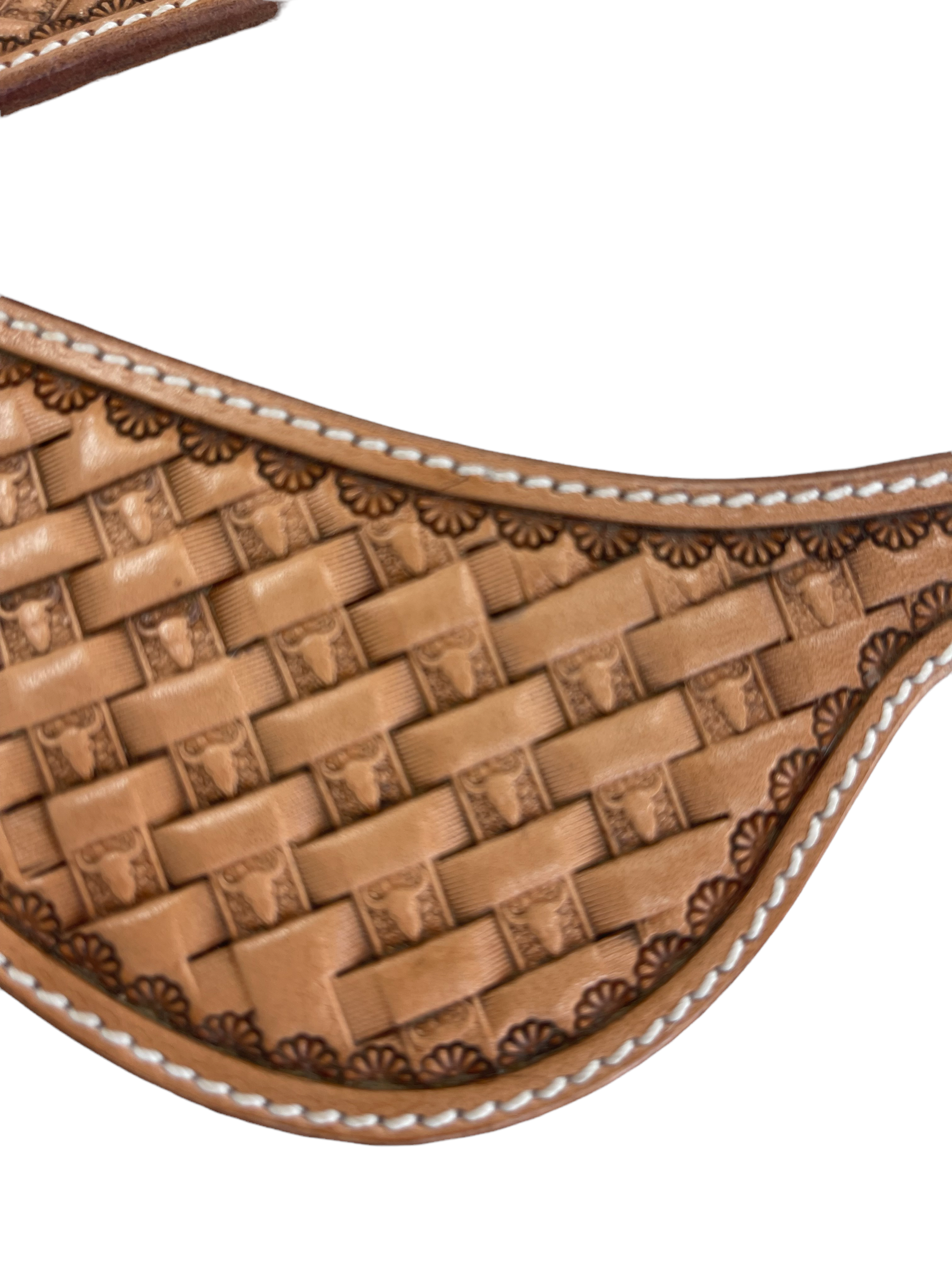 Dove Wing Spur Straps with Cowskull Basketweave #9