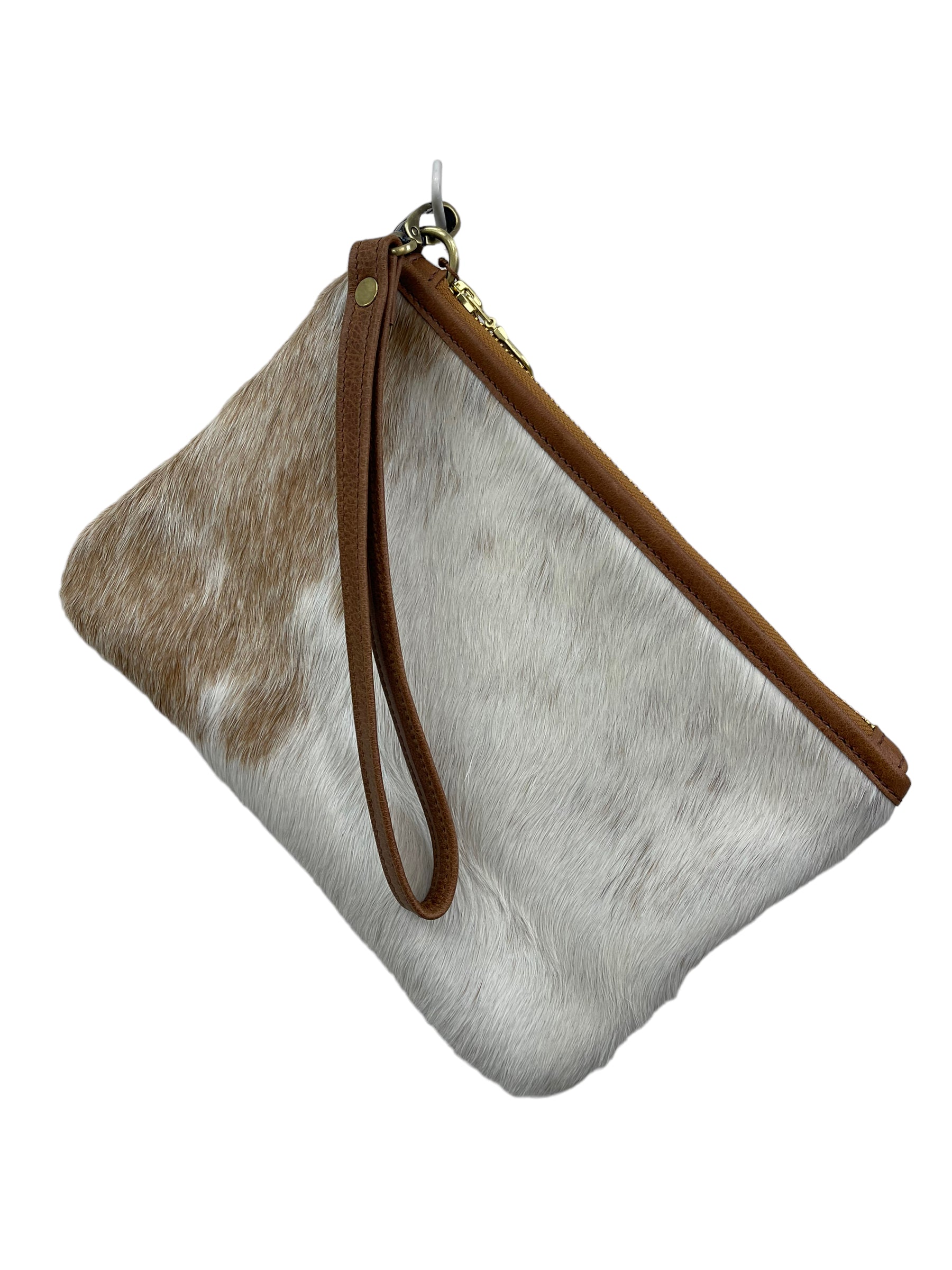 Cowhide Clutch Tan Leather #75