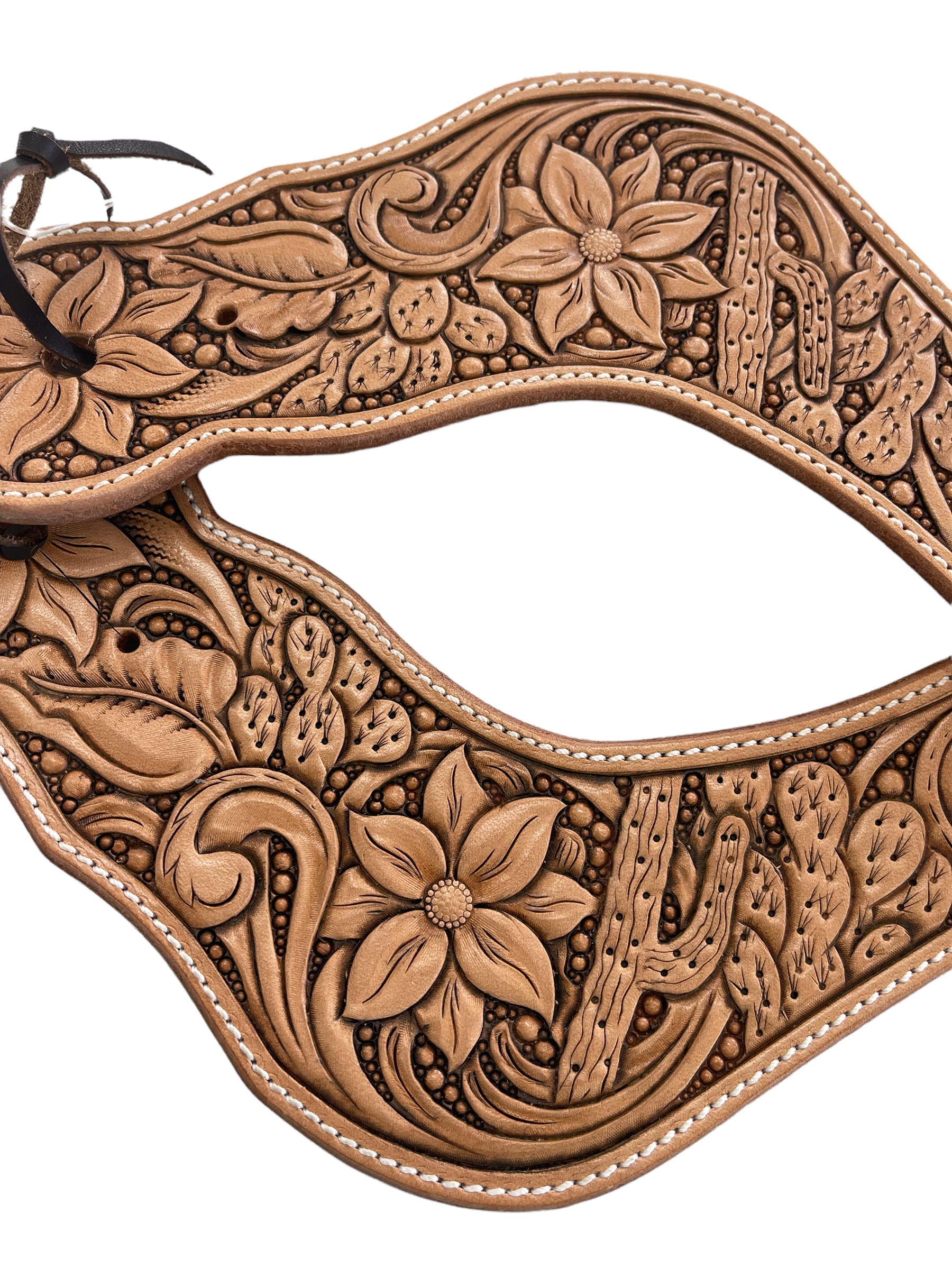 Dove Wing Spur Straps with Cactus & Flower carving #11