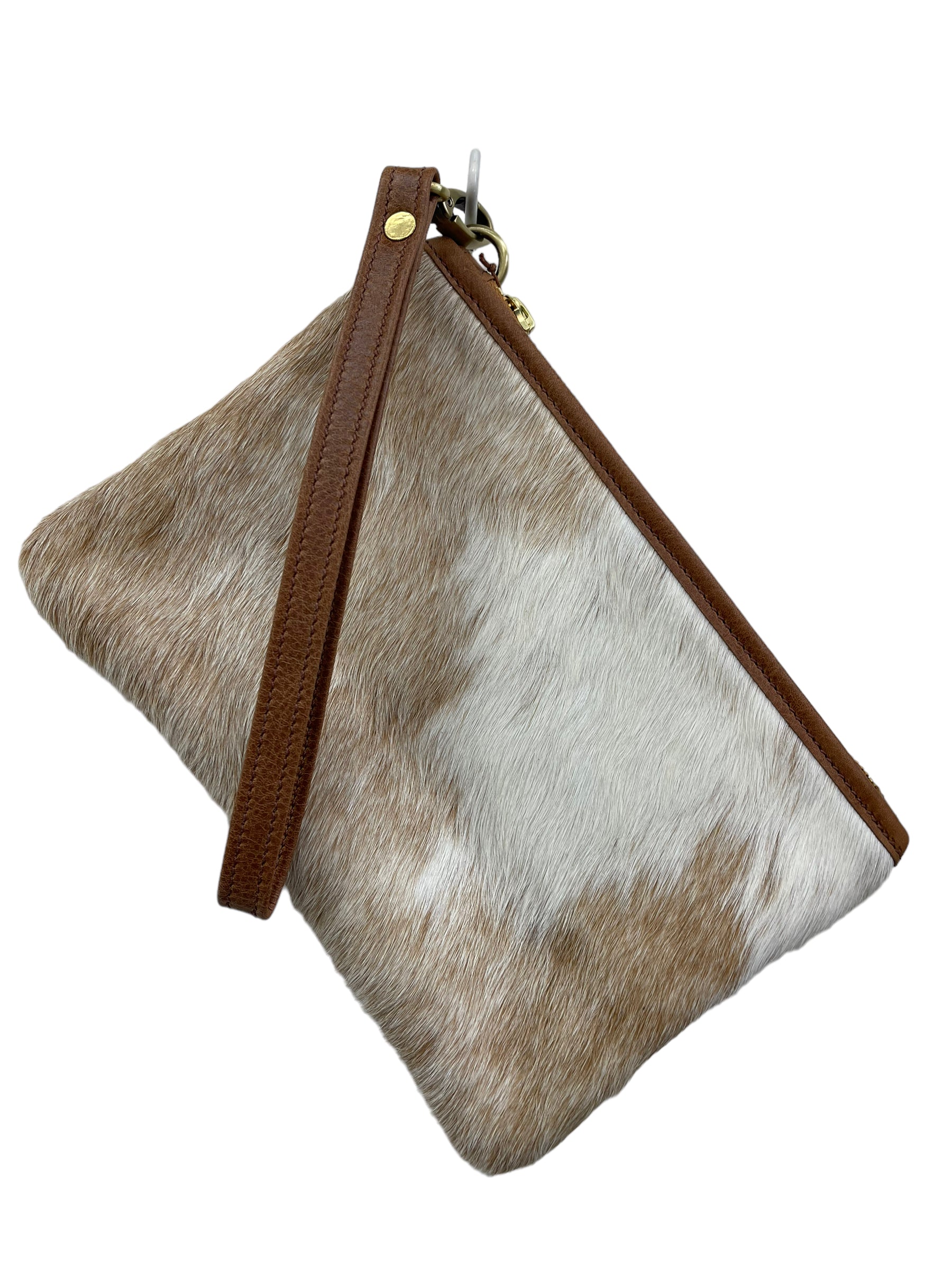 Cowhide Clutch Tan Leather #77